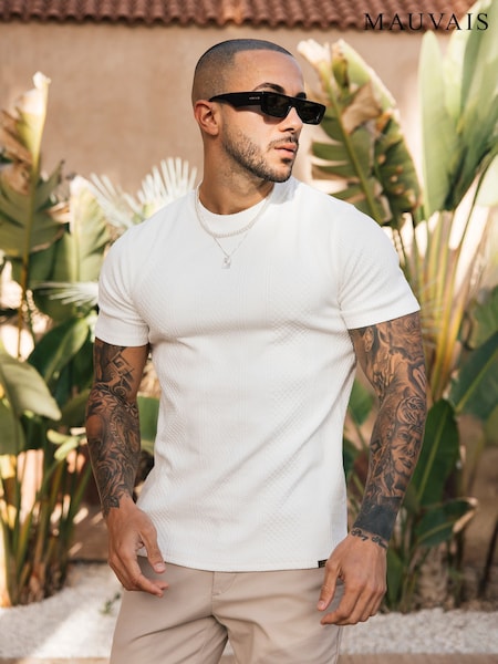 MAUVAIS White Cedro Textured T-Shirt (H94910) | R$ 415