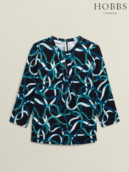 Hobbs Blue Printed Julia Printed Top (H95066) | €64