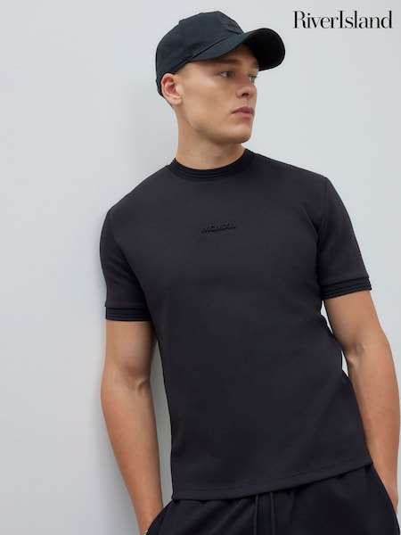River Island Black Slim Fit Scuba MCM T-Shirt (H95094) | €36