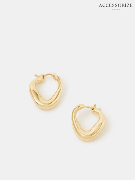 Accessorize Gold Plated 14ct Chunky Oval Hoop Earrings (H95101) | AED152