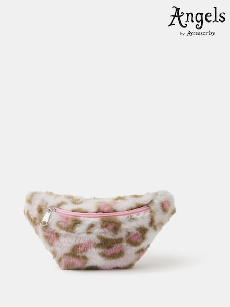 Angels By Accessorize Pink Girls Fluffy Leopard Print Belt Bag (H95119) | €19