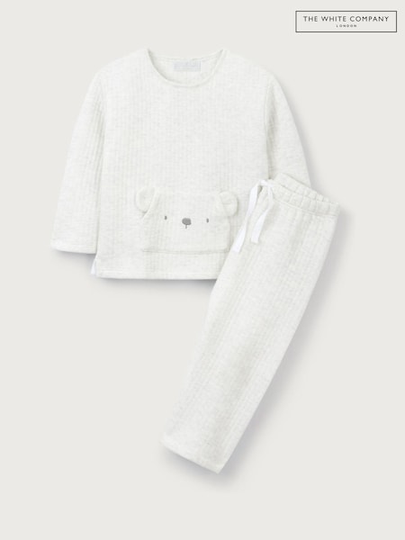 The White Company Grey Quilted Bear Sweatshirt & Jogger Set (H95144) | €57