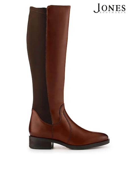 Jones Bootmaker Brown Stretch Fit Ellisia Leather Long Boots (H95207) | 841 QAR