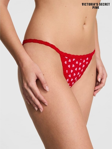 Victoria's Secret Pink Bright Vermillion Red Bikini Lace Trim Rib Knickers (H95285) | €11.50