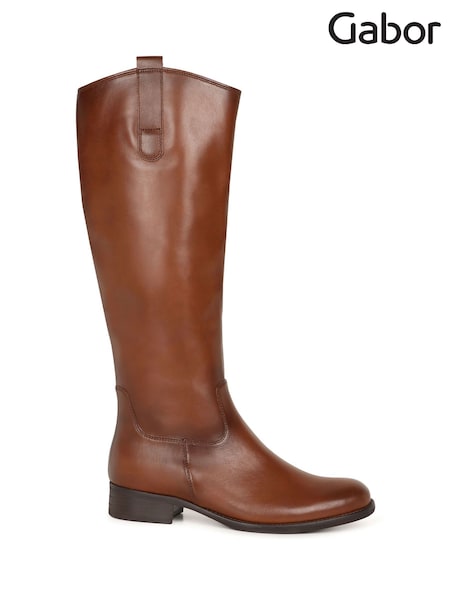 Gabor Medium Calf Fit Brook Leather Long Boots (H95361) | €282