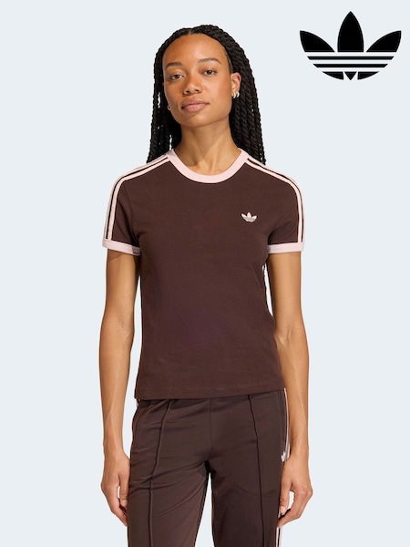 adidas Originals Brown 3-Stripes Slim T-Shirt (H95443) | €40