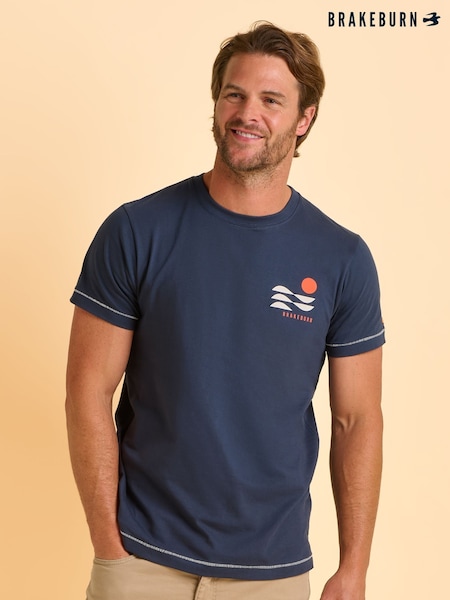 Brakeburn Blue Derrington T-Shirt (H95488) | 144 QAR