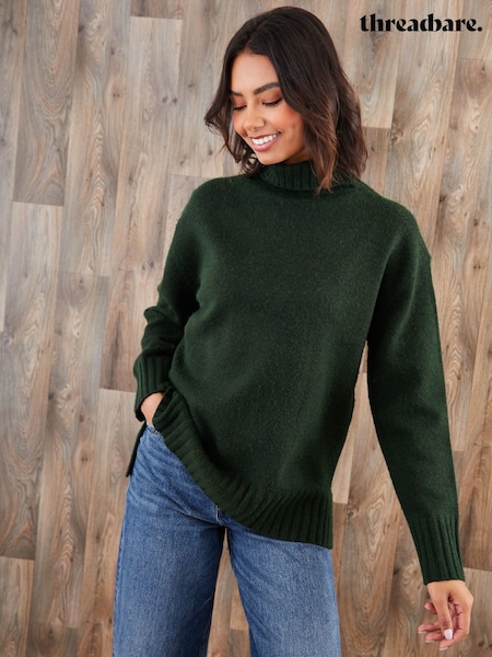 Threadbare Green Oversized Roll Neck Jumper (H95604) | €32