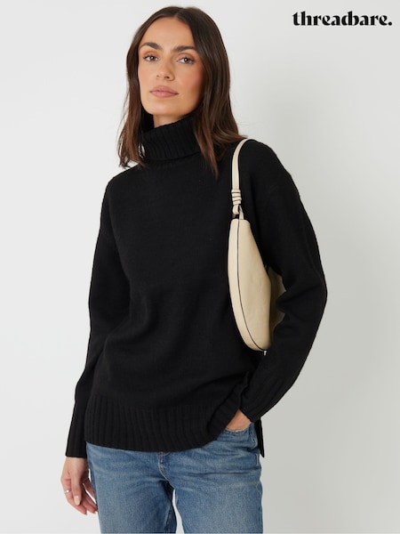 Threadbare Black Oversized Roll Neck Jumper (H95610) | €32