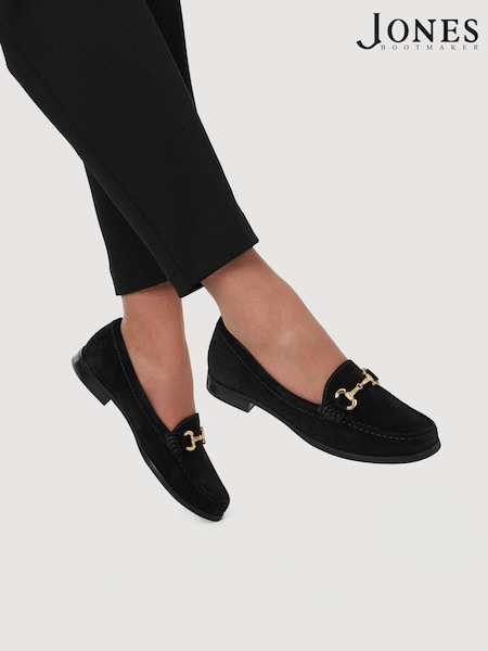 Jones Bootmaker Black Regular Fit Lex Suede Leather Loafers (H95668) | €126