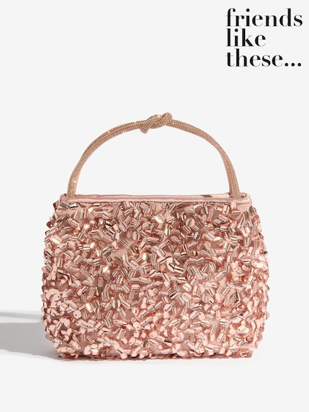 Friends Like These Rose Gold Sequin Top Handle Bag (H95694) | kr530