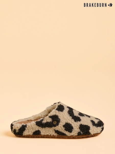 Brakeburn Cream Fireside Fleece Slippers (H95793) | AED204