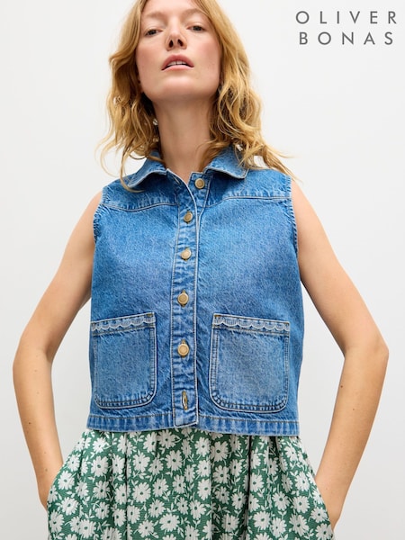 Oliver Bonas Blue Collared Denim Waistcoat (H95847) | €80