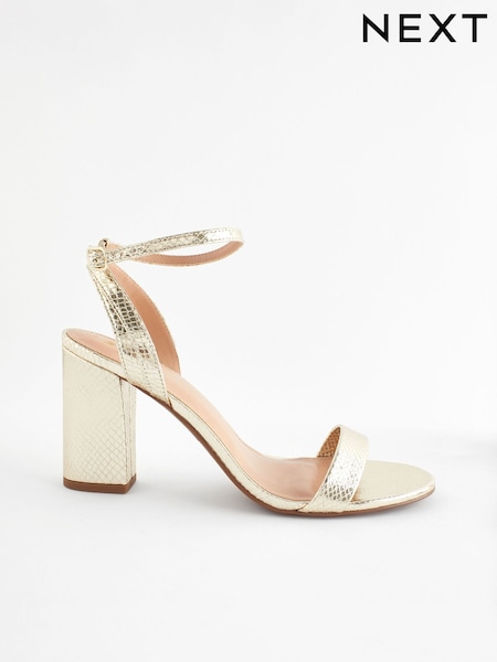 Gold Wide Fit Forever Comfort® Standard Fit Block Heel Sandals (H95884) | €34