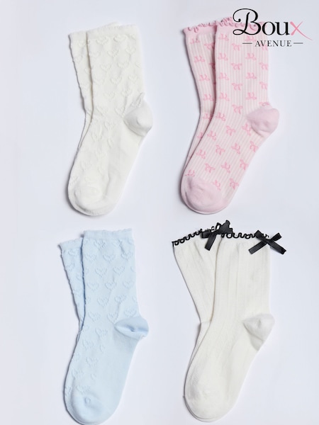 Boux Avenue White 4 Pack Pointelle Socks (H95909) | €27
