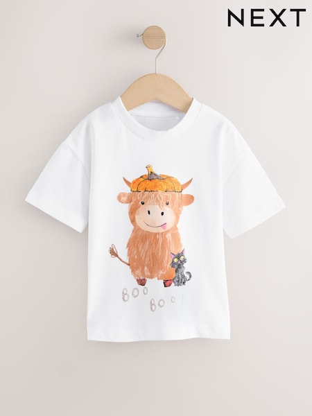 White Hamish Halloween Long Sleeve Graphic Print T-Shirt (3mths-7yrs) (H95967) | R$ 50 - R$ 70