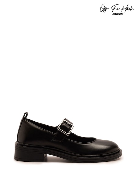 Off The Hook Black Trinity Leather Buckle Mary Jane School Shoes (H95968) | €44
