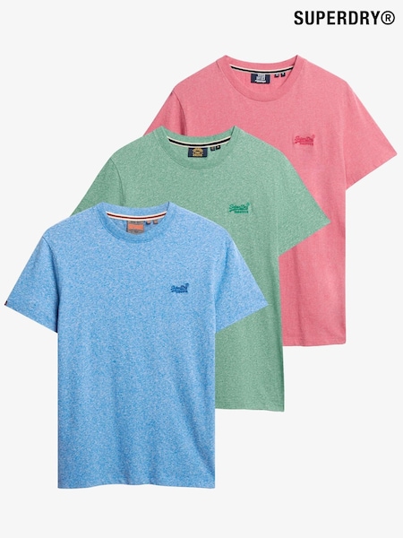 Superdry Blue Essential Logo Embroidered T-Shirts 3 Pack (H96012) | €63