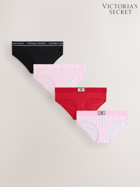 Victoria's Secret Black/Pink/Red/Shine Hipster Logo 4 Pack Knickers (H96074) | €30