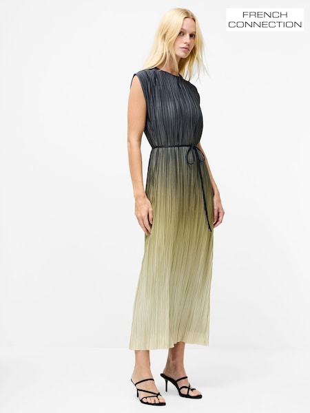 French Connection Green Xena Pleated Ombre Midi Dress (H96257) | €121