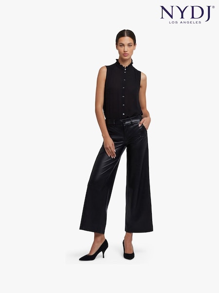 NYDJ Faux Leather Wide Leg Black Trousers (H96359) | 203 €
