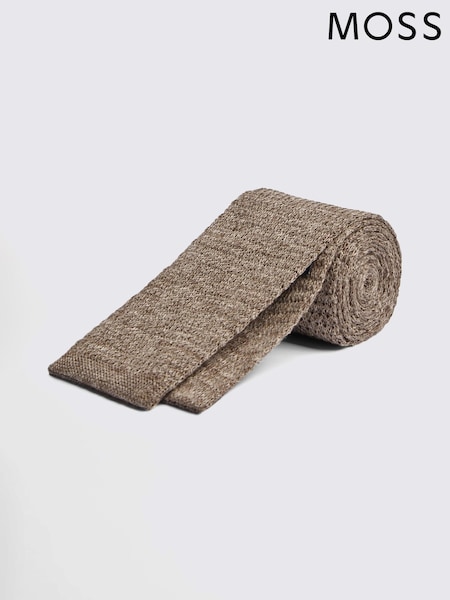 MOSS Gold Cappuccino Melange Knitted Linen Tie (H96391) | €37