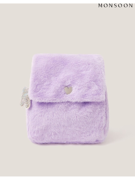 Monsoon Purple Fluffy Backpack with Butterfly Charm (H96560) | AED185