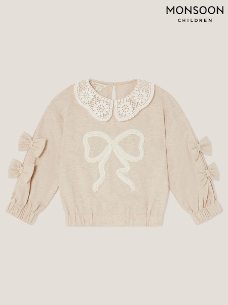 Monsoon Natural Bow Embellished Collar Sweatshirt (H96563) | €33 - €37