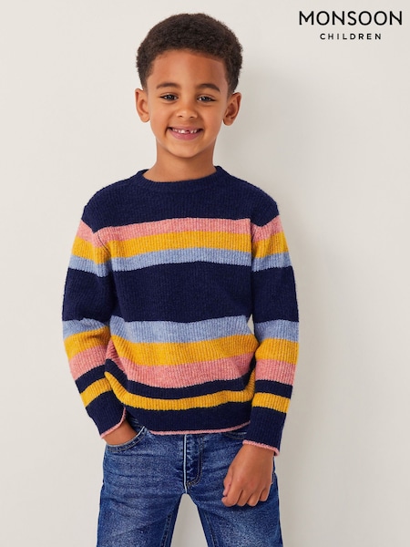 Monsoon Orange Stripe Colour Block Knit Jumper (H96569) | €37 - €43