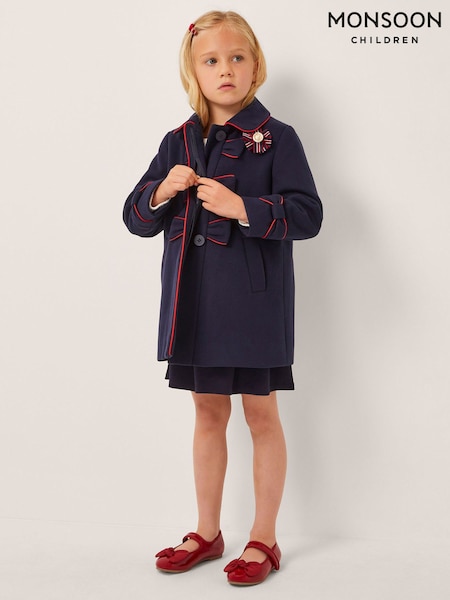 Monsoon Blue Piped Bow Coat (H96573) | AED412 - AED483