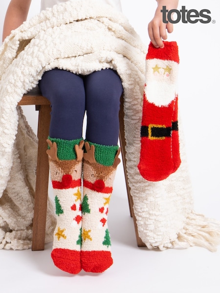 Totes Red Toasties Childrens Supersoft Slipper Socks Two Pack (H96688) | AED70