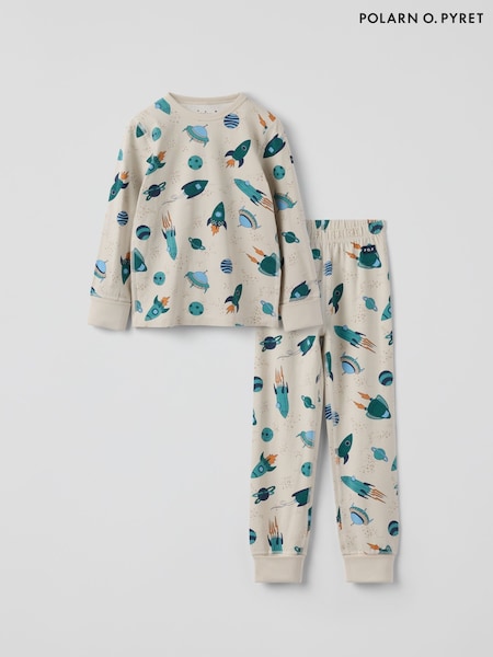 Polarn O. Pyret Natural Unicorn Print Pyjamas (H96713) | AED163