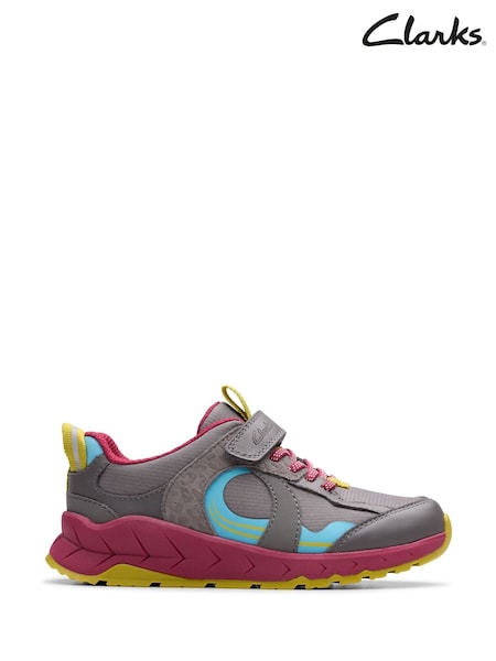 Clarks Grey Selva Hero Kids Shoes (H96825) | €50 - €56