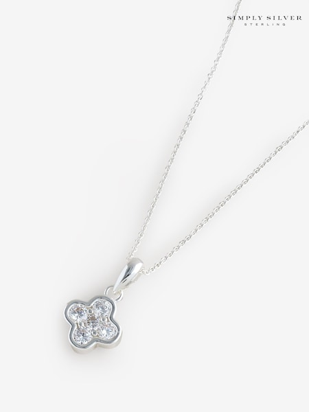 Simply Silver Silver Tone Sterling 925 Cubic Zirconia Clover Pendant (H96863) | €40