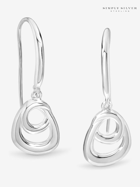 Simply Silver Silver Tone Sterling 925 Polished Swirl Fishhook Earrings (H96876) | €53