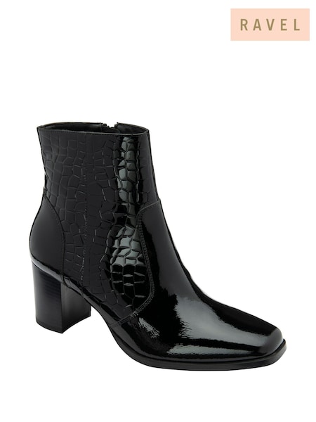 Preto - Ravel Leather Heeled Ankle Boots (H96881) | R$ 985