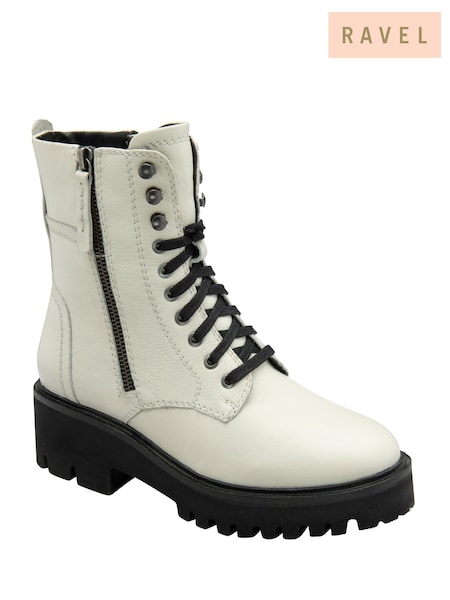 Natural - Ravel Leather Zip Up Ankle Boots (H96892) | R$ 985