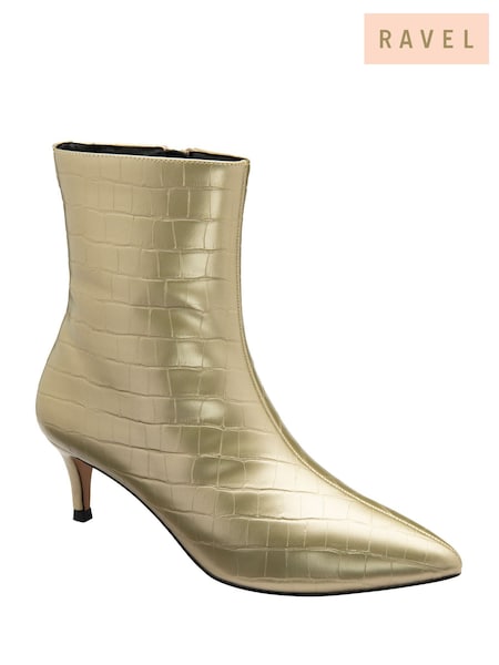 Dourado - Ravel Stiletto Heel Zip Up Ankle Boots (H96894) | R$ 790