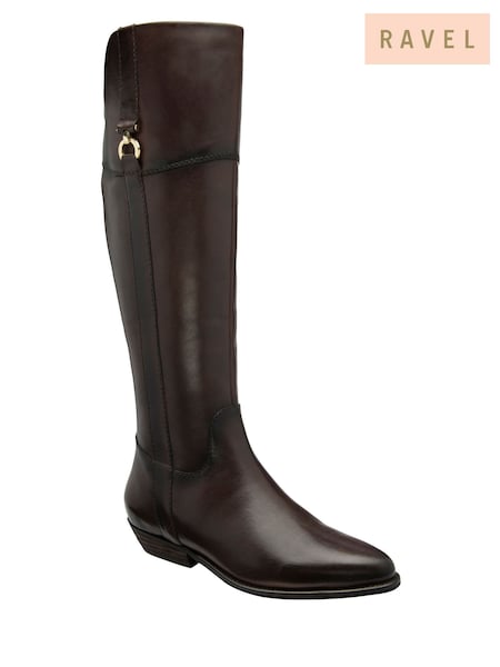 Ravel Brown Leather Knee High Boots (H96900) | €185