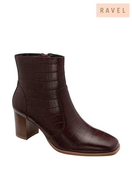 Vermelho - Ravel Leather Heeled Ankle Boots (H96901) | R$ 985