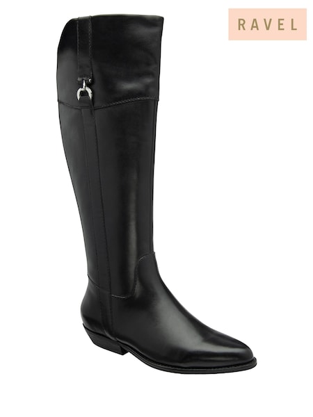 Ravel Black Leather Knee High Boots (H96905) | R$ 1.430