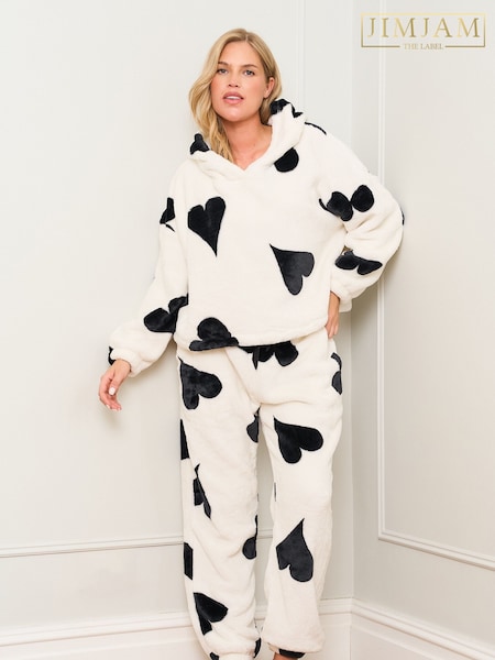 Jim Jam the Label Large Heart Print Twosie Black Pyjamas (H96943) | €54