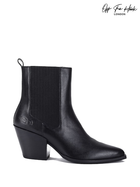 Off The Hook Black Marlow Western Ankle Leather Boots (H96973) | AED291
