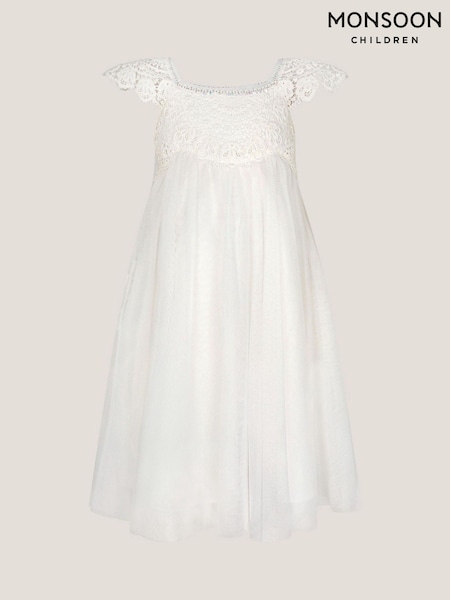 Monsoon Natural Estella Lace Bodice Dress (H97062) | AED355 - AED398