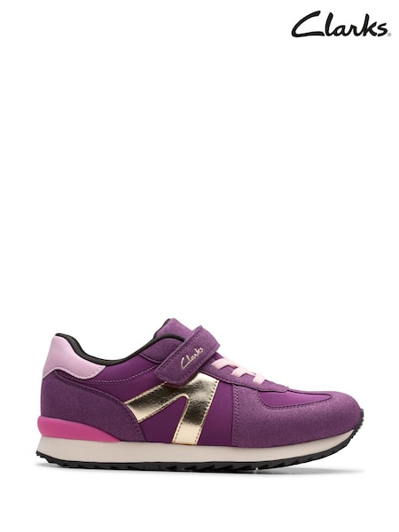 Clarks Purple Jaspen Vibe Kids Trainers (H97108) | €32 - €35