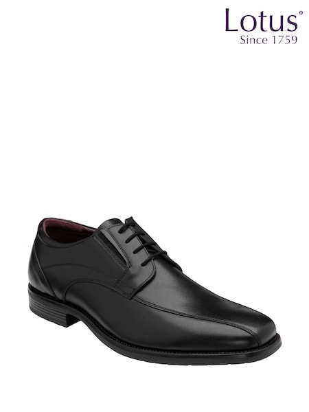 Lotus Black Wide Fit Leather Lace Up Derby Shoes (H97128) | AED349