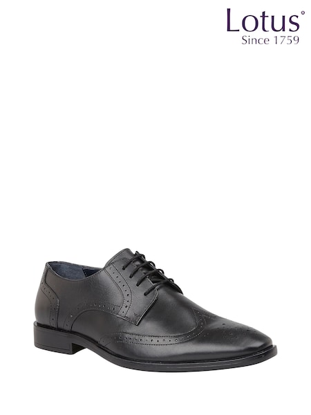 Lotus Black Leather Lace Up Brogues (H97130) | AZN 125