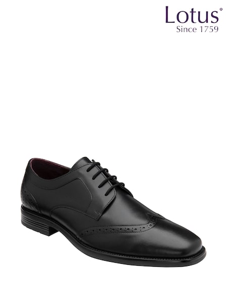 Lotus Black Wide Fit Leather Lace Up Brogues (H97134) | AZN 138