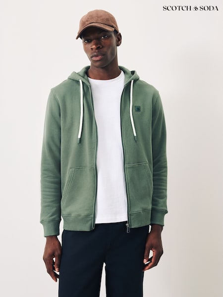 Scotch & Soda Green Full Zip Logo Hoodie (H97340) | €126