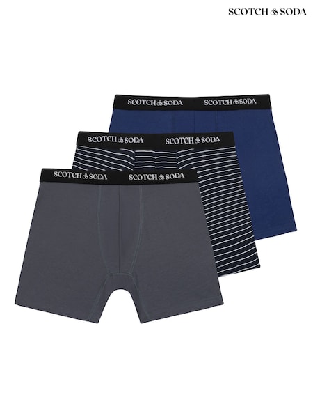 Scotch & Soda Grey 3 Pack Cotton Stretch Boxer Briefs Underwear (H97343) | €40